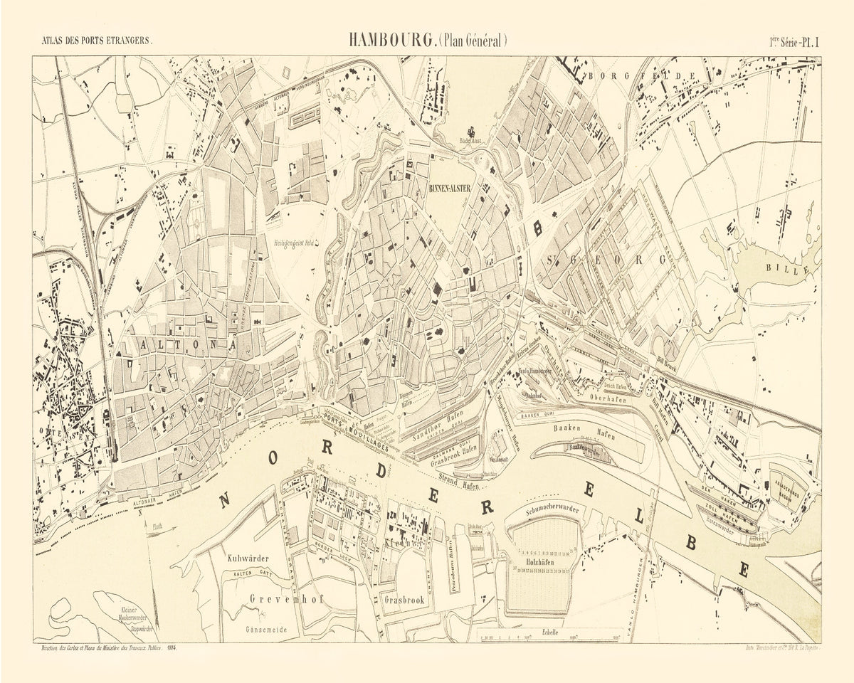 Preview of Vintage Map of Hamburg, Germany 1884
