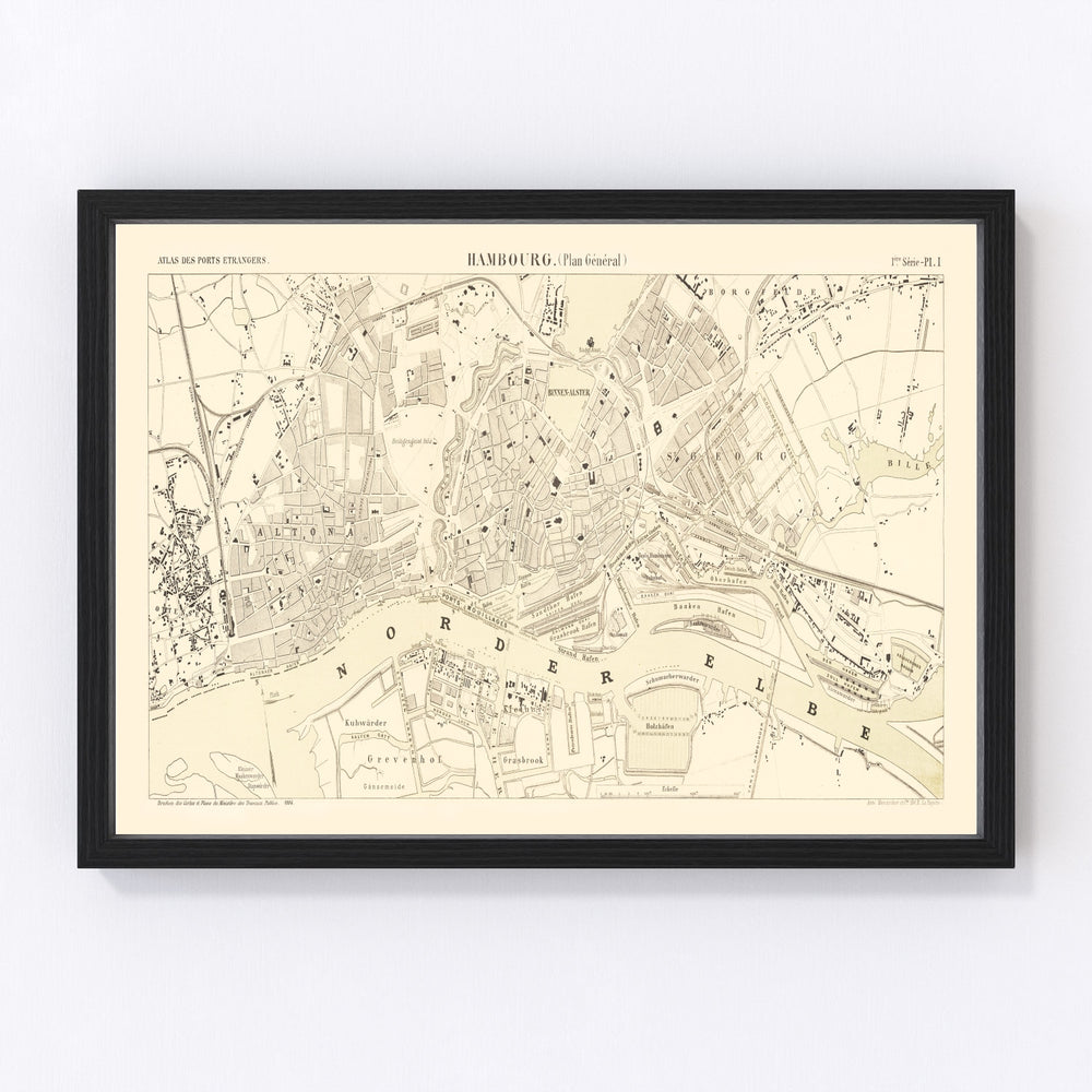 Hamburg Vintage Map 1884