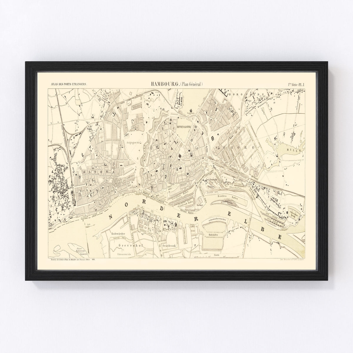 Hamburg Vintage Map 1884