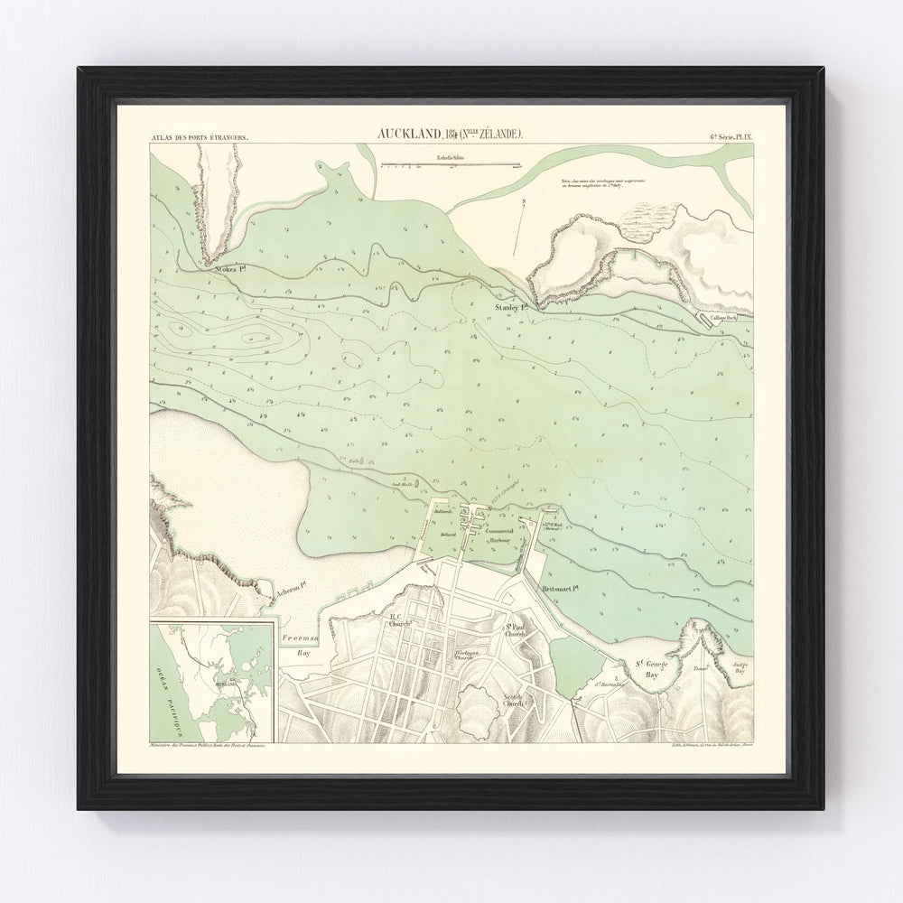 Auckland Vintage Map 1884