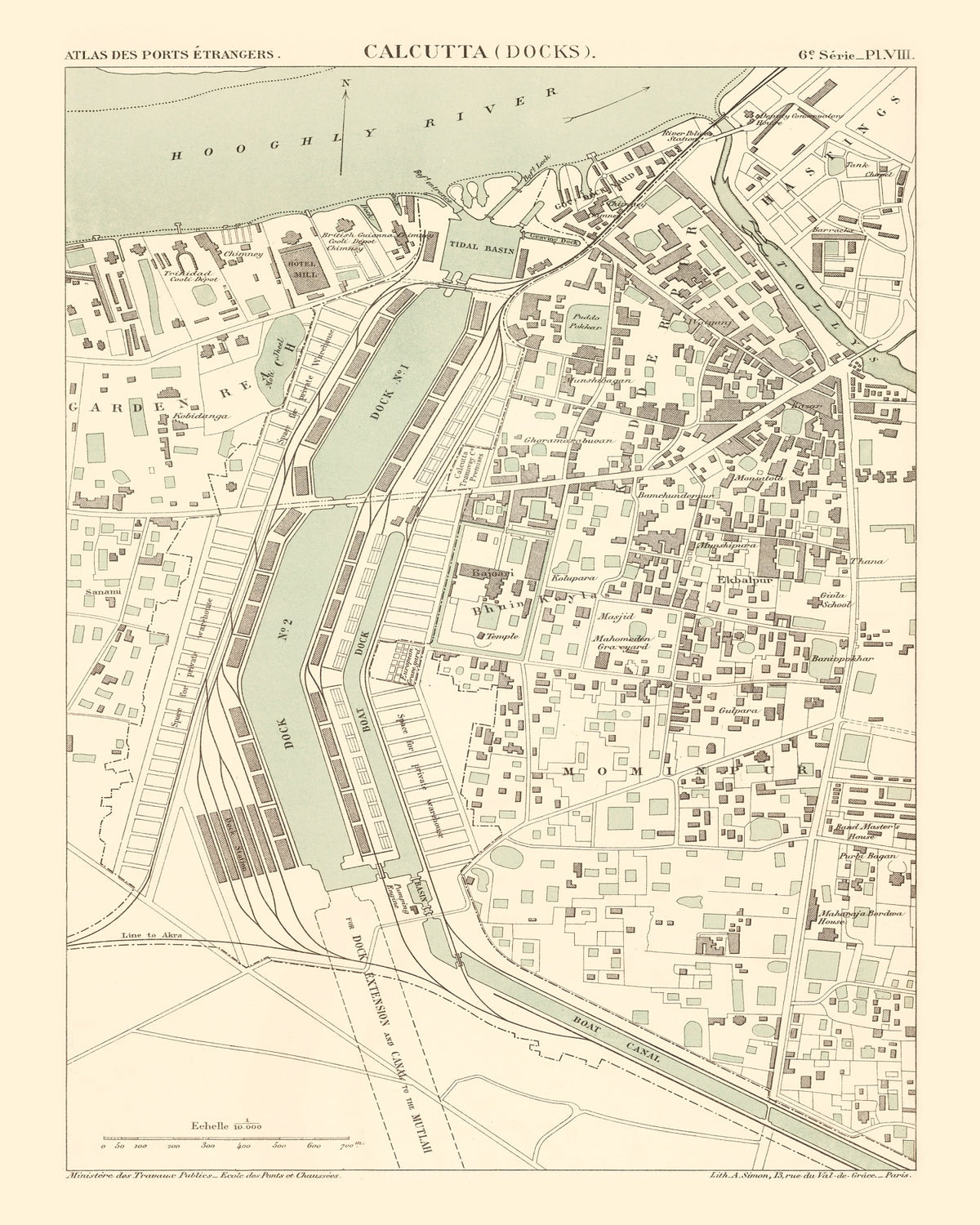 Preview of Vintage Map of Calcutta, India 1890