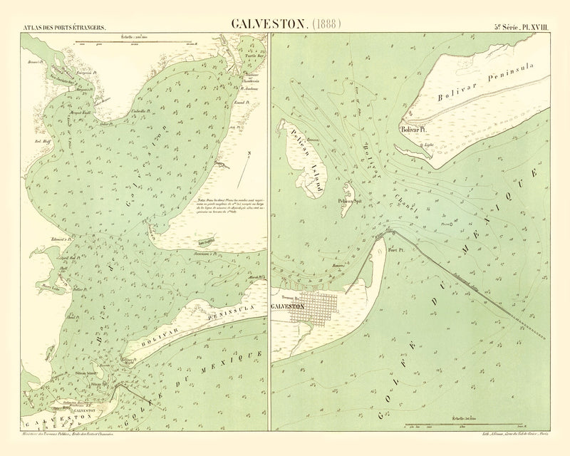 Size comparison using Vintage Map of Galveston, Texas 1888