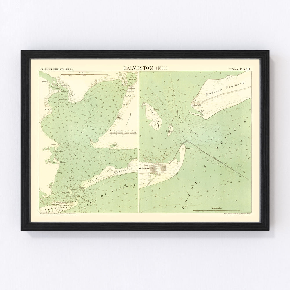 Galveston Vintage Map 1888