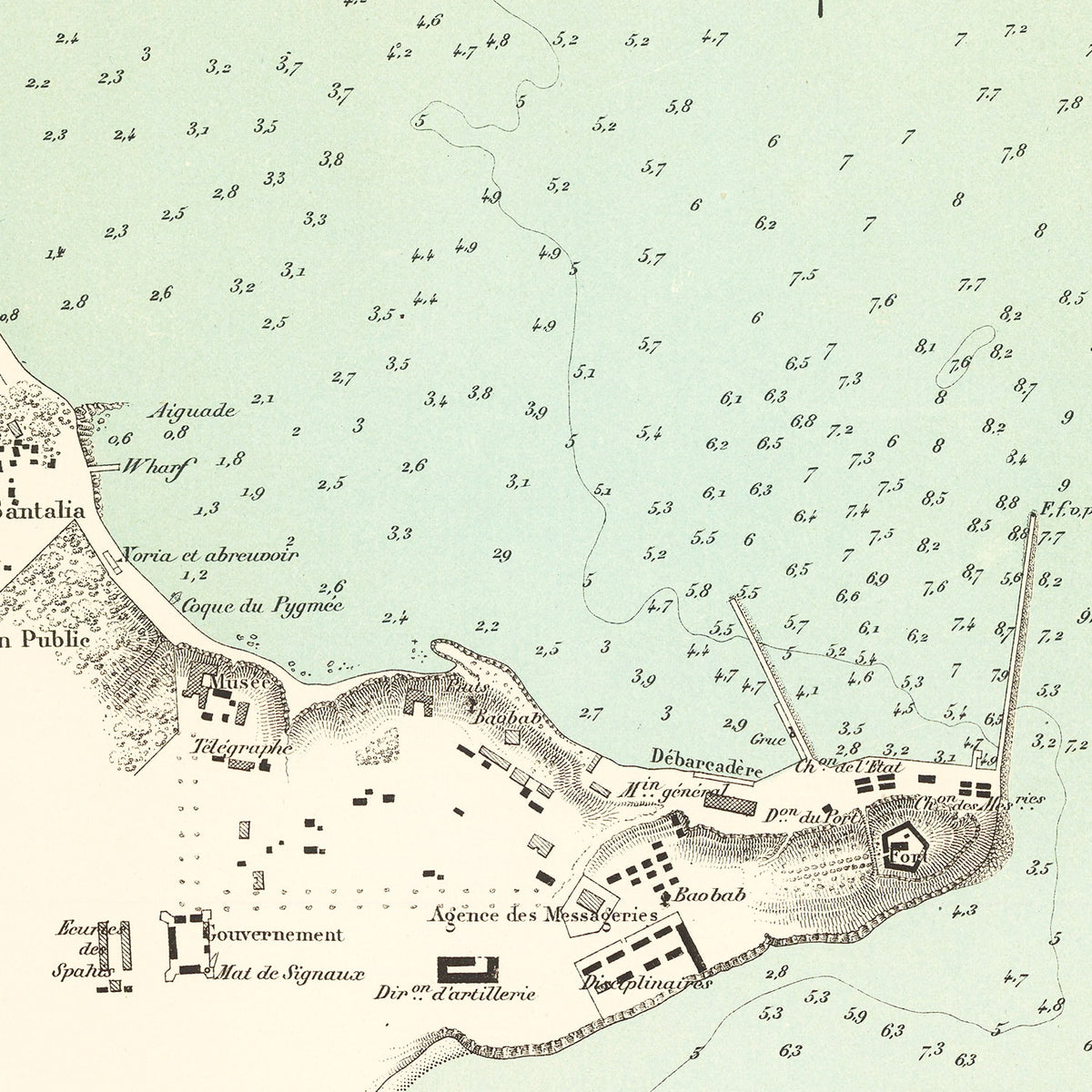 Restored historic details from the 1876 city map of Dakar