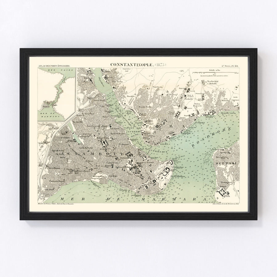 Vintage Map of Istanbul, Turkey 1873