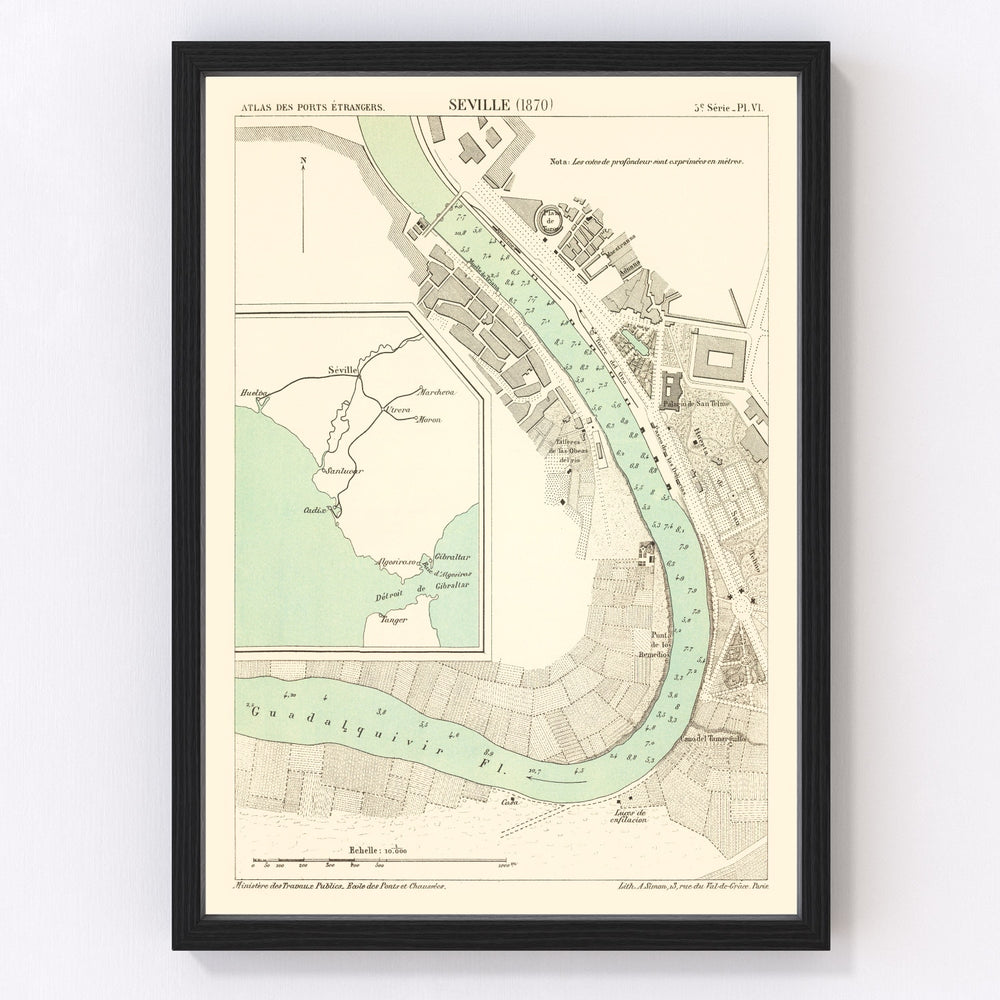 Seville Vintage Map 1870