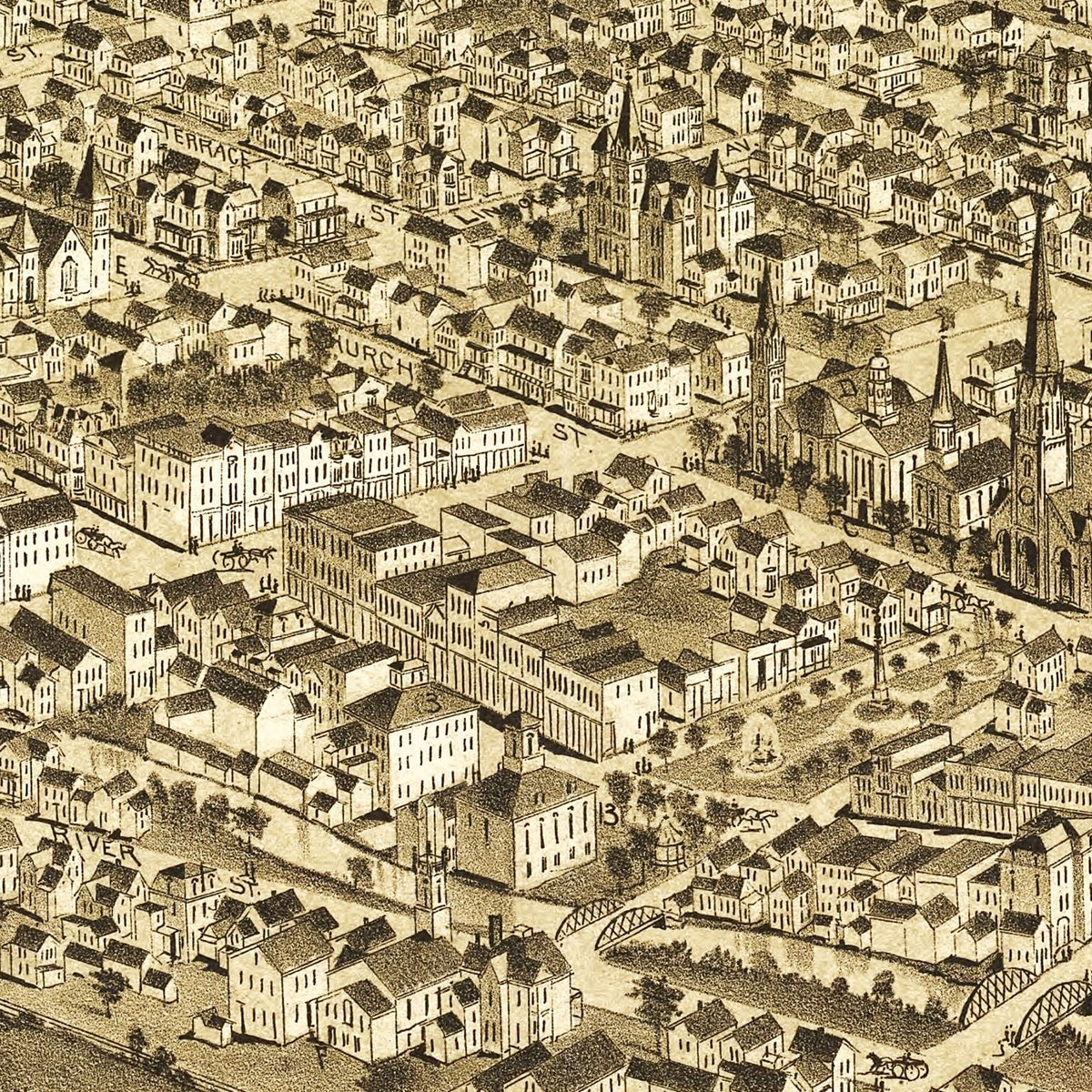 Restored historic details from the 1897 city map of Carbondale, Pennsylvania