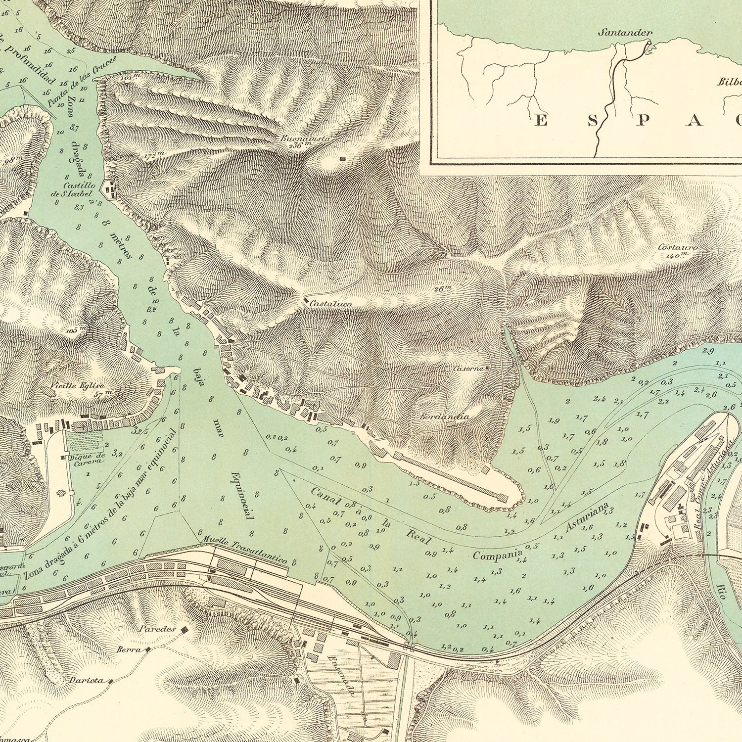 Restored historic details from the 1888 city map of Pasaia