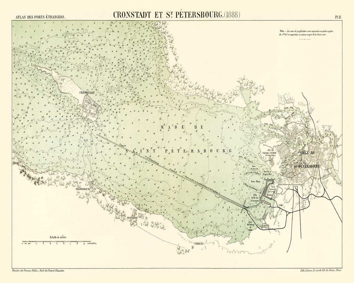 Preview of Vintage Map of Saint Petersburg, Russia 1888