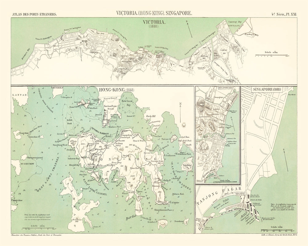 Vintage Map of Victoria, China 1866 print style example