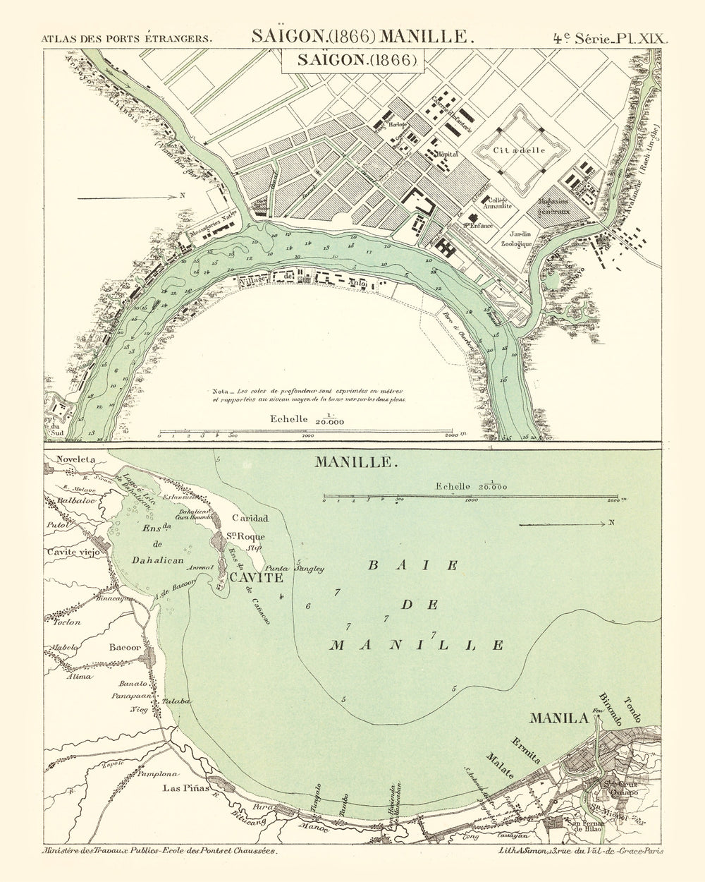 Vintage Map of Ho Chi Minh City, Vietnam 1866 print style example