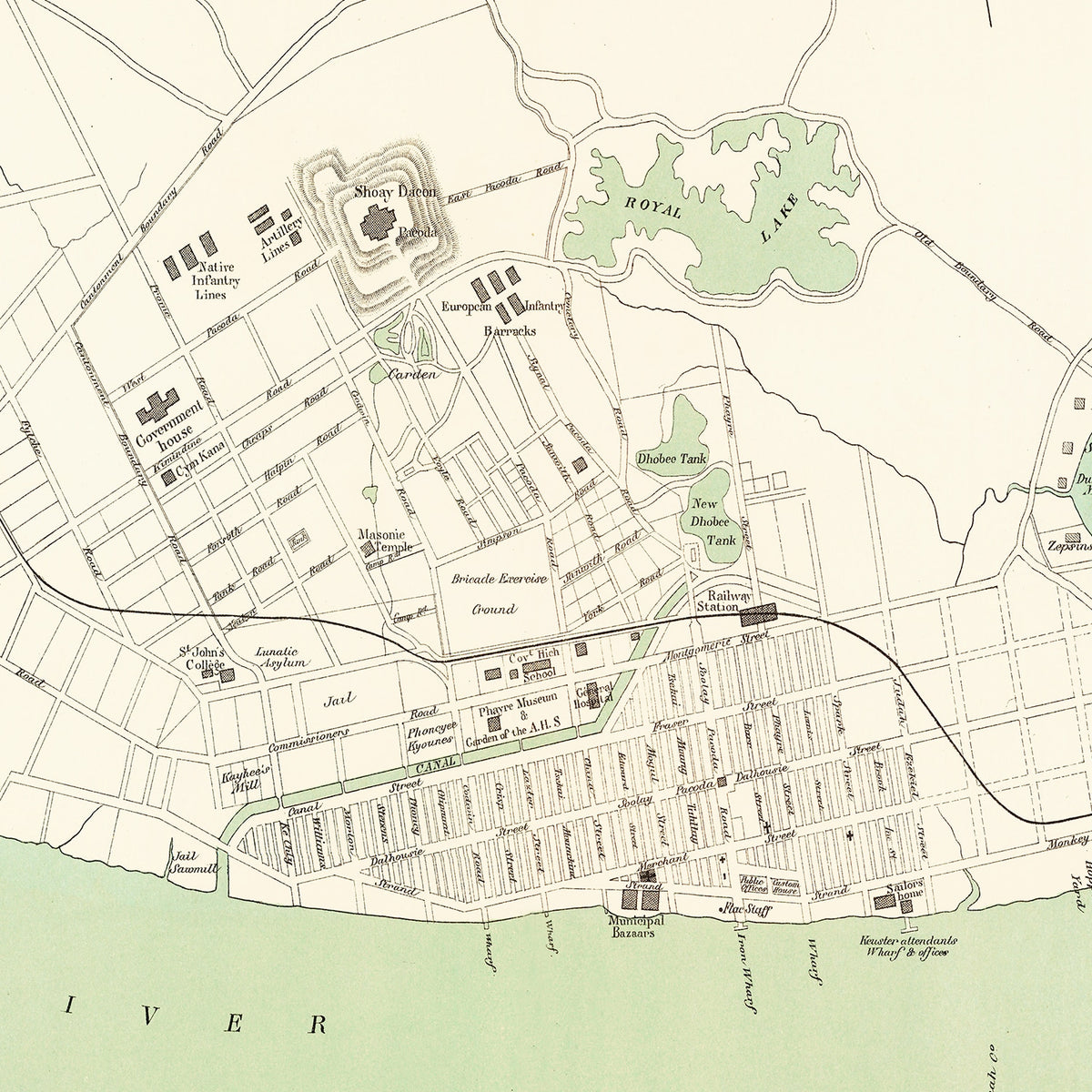 Restored historic details from the 1888 city map of Yangon