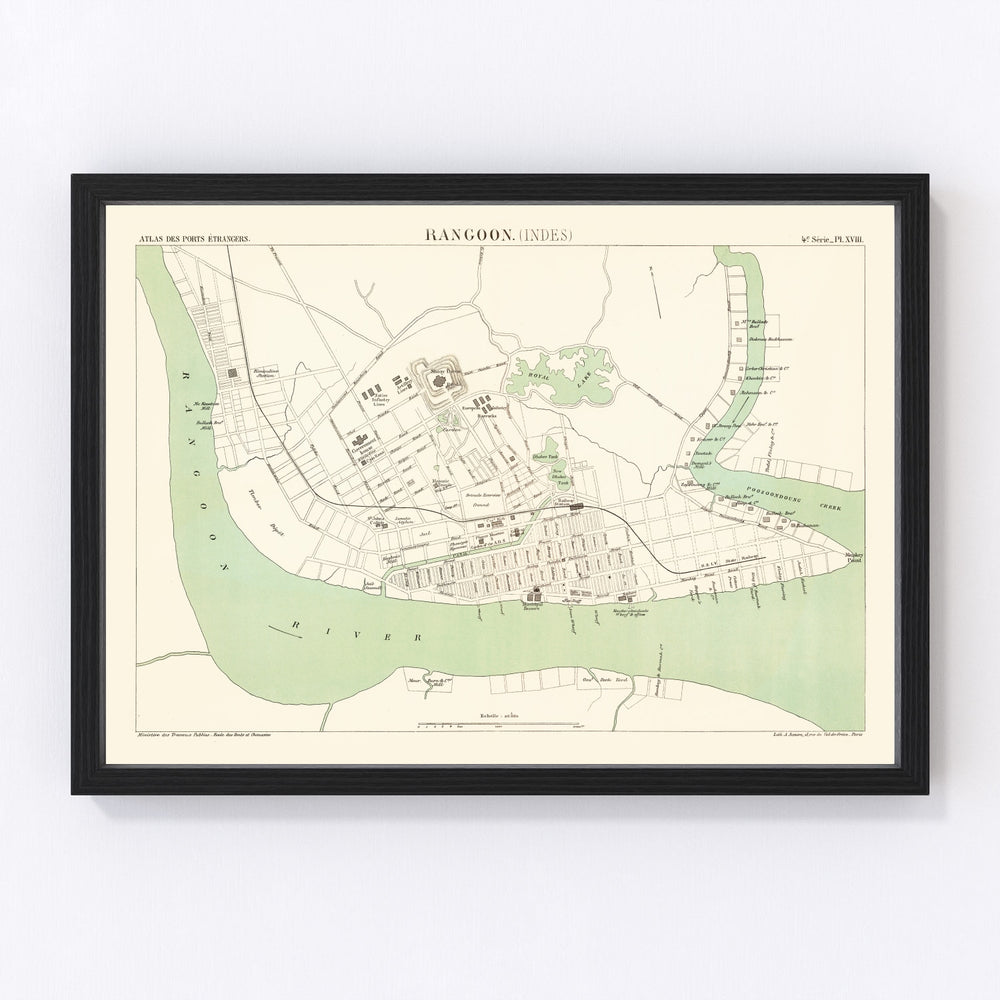 Yangon Vintage Map 1888