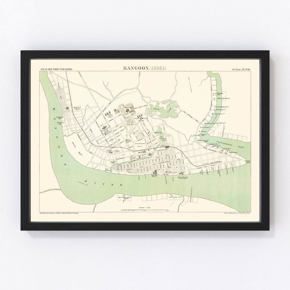 Yangon Vintage Map 1888