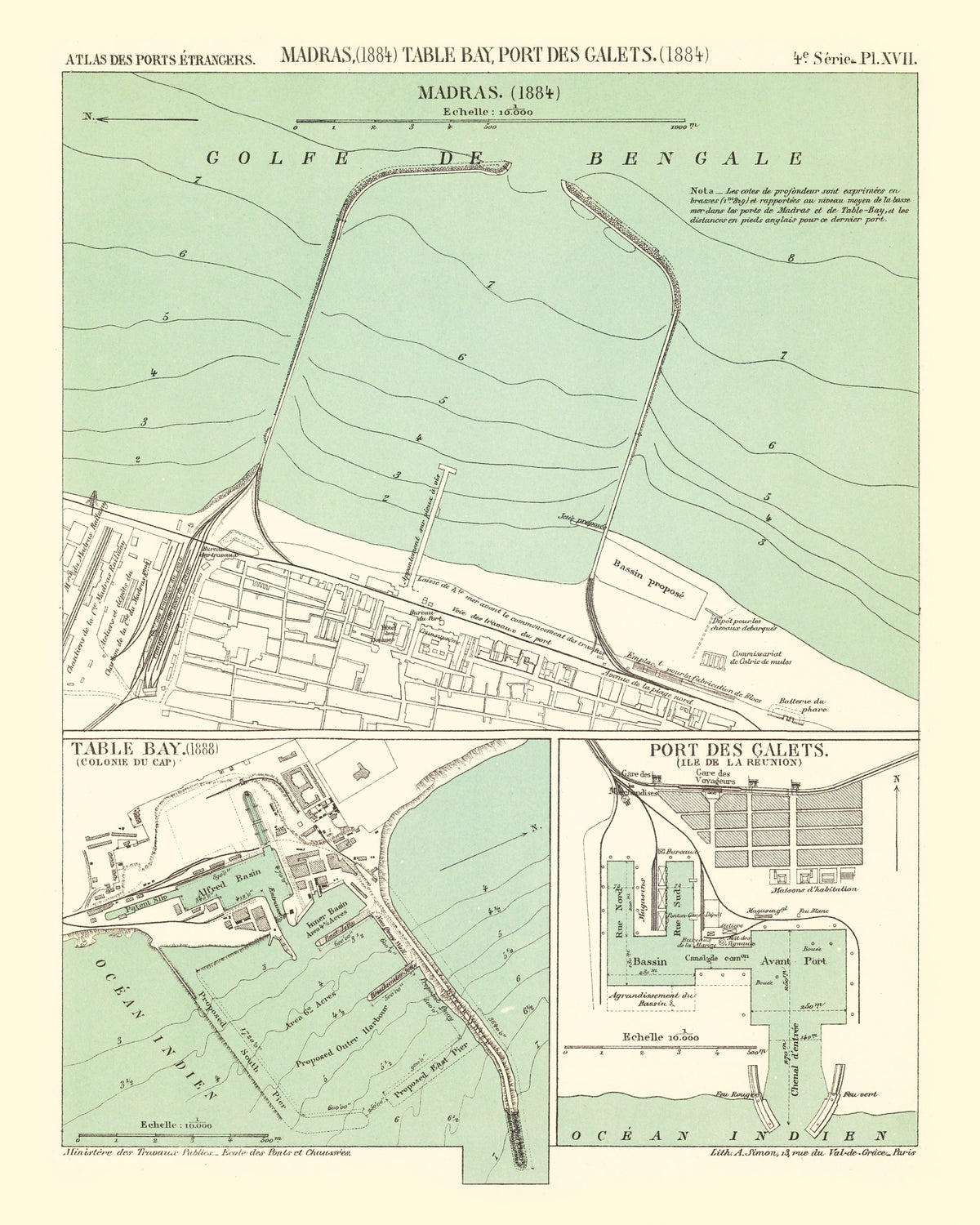 Preview of Vintage Map of Chennai, India 1884
