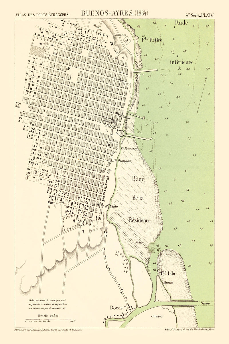 Size comparison using Vintage Map of Buenos Aires, Argentina 1884