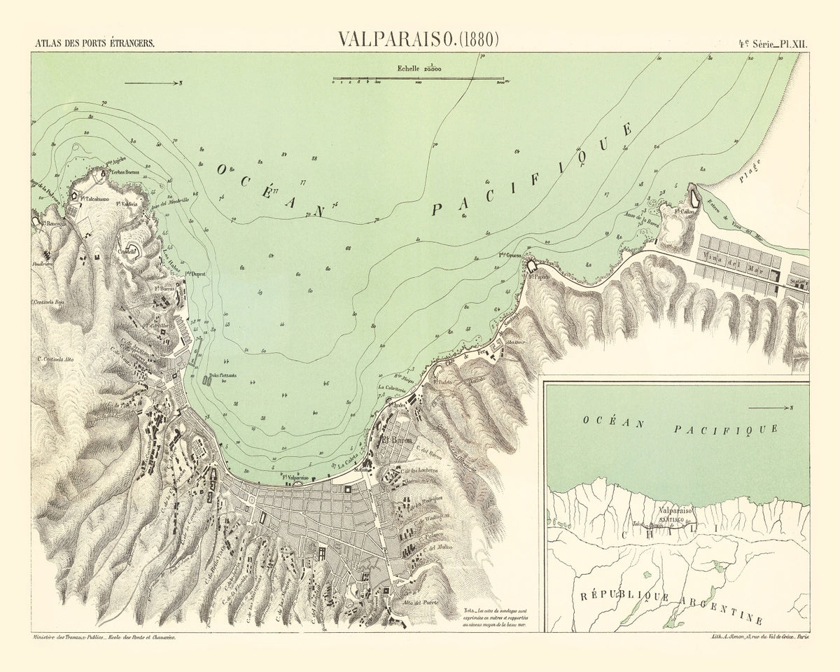 Preview of Vintage Map of Valparaíso, Chile 1880
