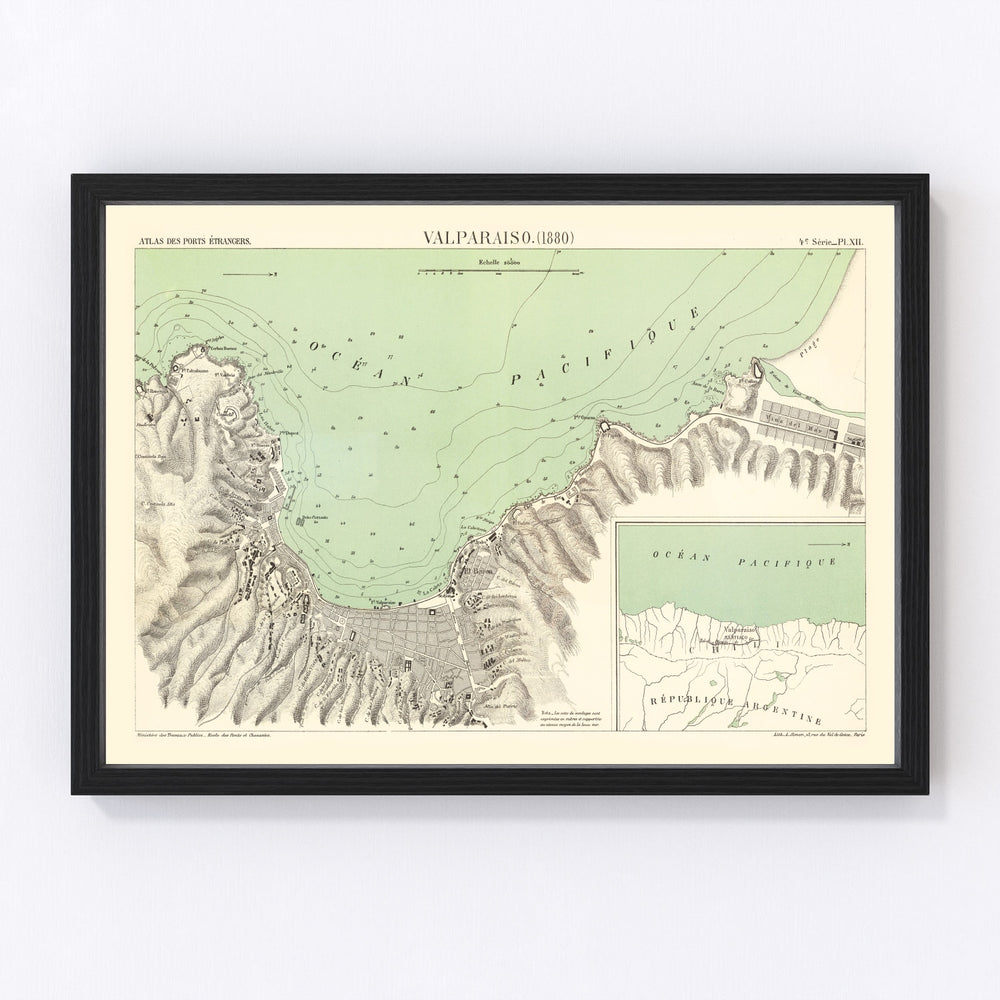 Valparaíso Vintage Map 1880