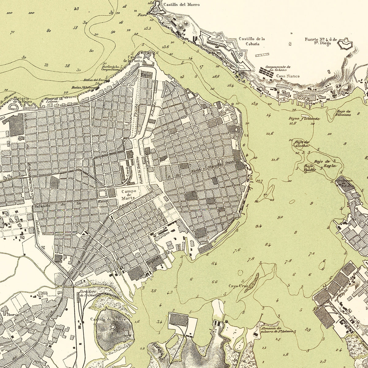 Restored historic details from the 1879 city map of Havana