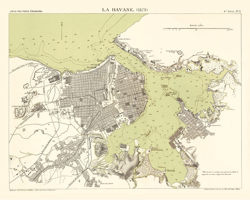 Size comparison using Vintage Map of Havana, Cuba 1879