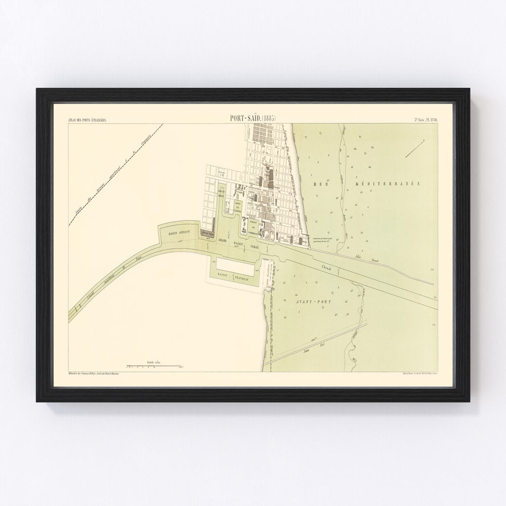 Port Said Egypt Vintage Map 1885