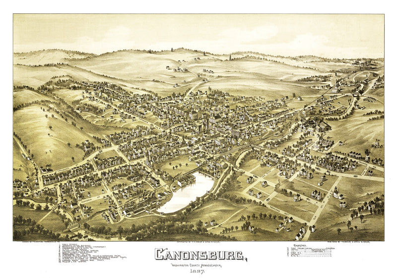 Size comparison using Vintage Map of Canonsburg, Pennsylvania 1897