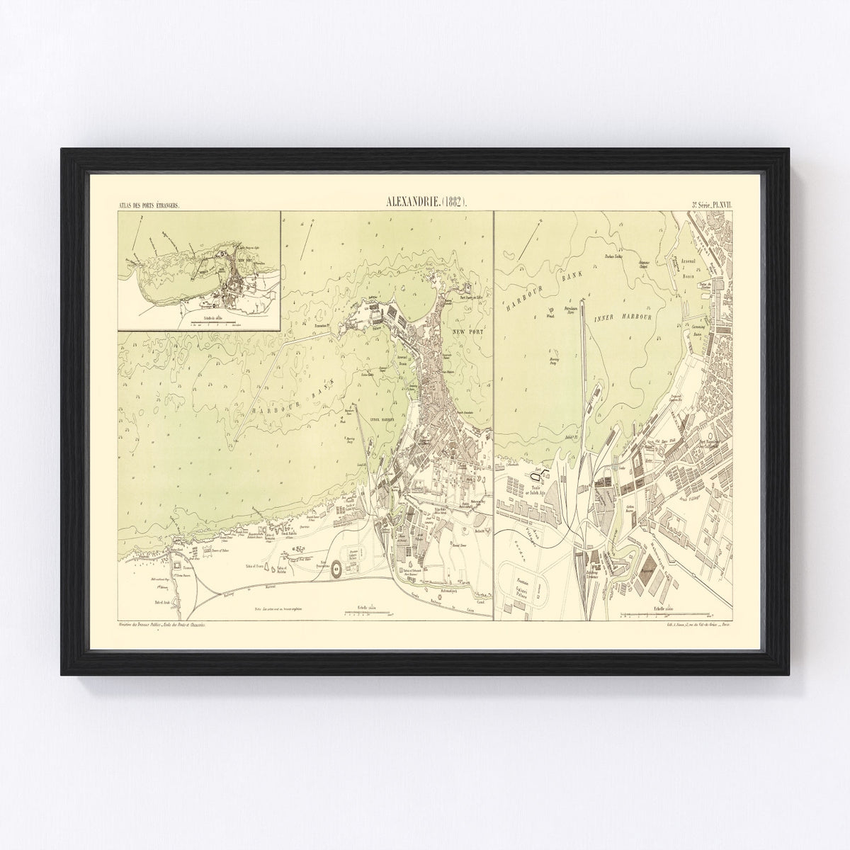 Alexandria Egypt Vintage Map 1882
