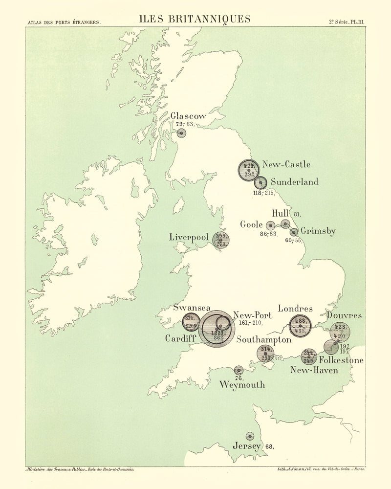 Size comparison using Vintage Map of British Isles, 1886