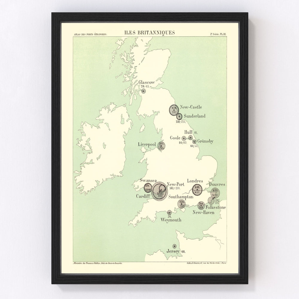 British Isles Vintage Map 1886