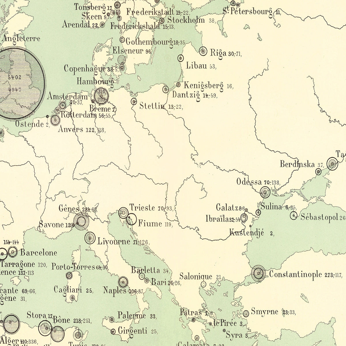 Restored historic details from the 1886 continent map of County