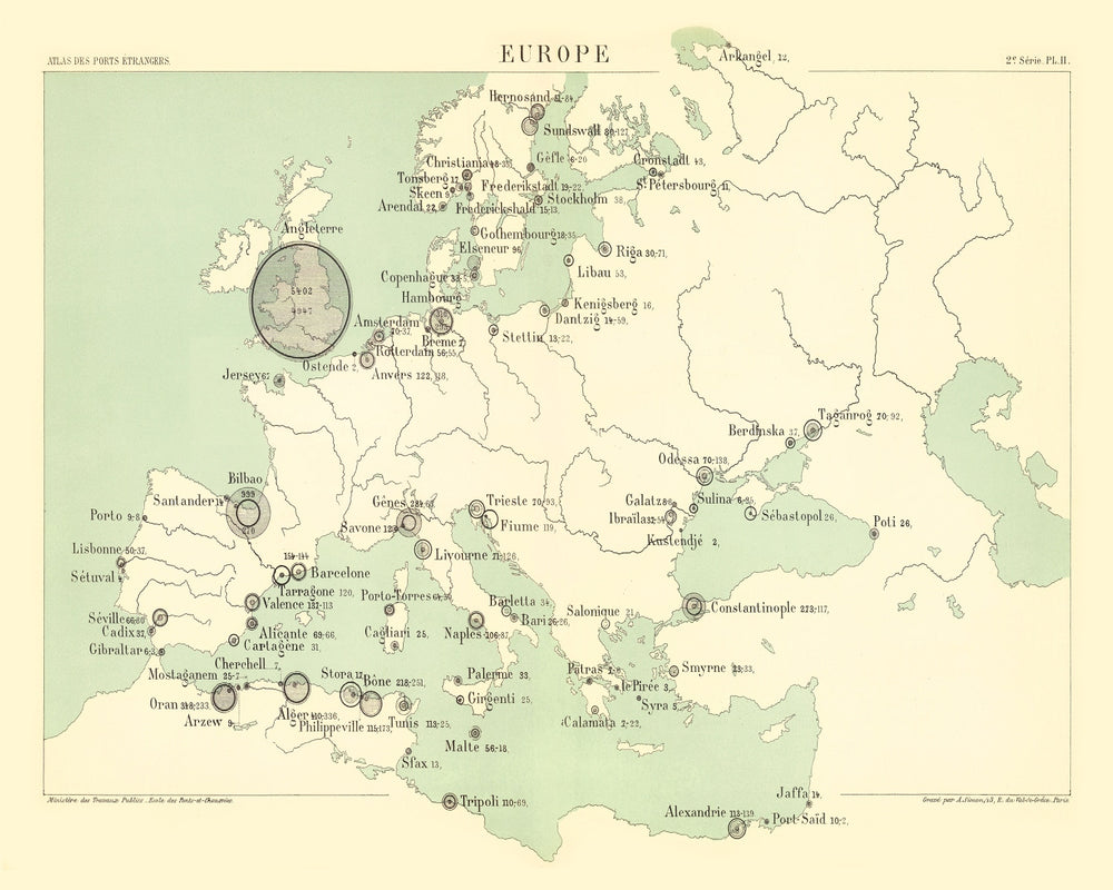 Vintage Europe Map 1886 print style example