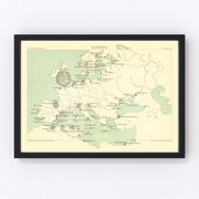 Europe Vintage Map 1886