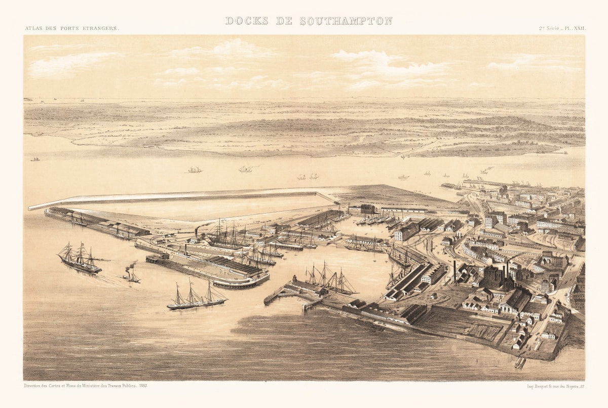 Preview of Vintage Map of Southampton Docks, 1883
