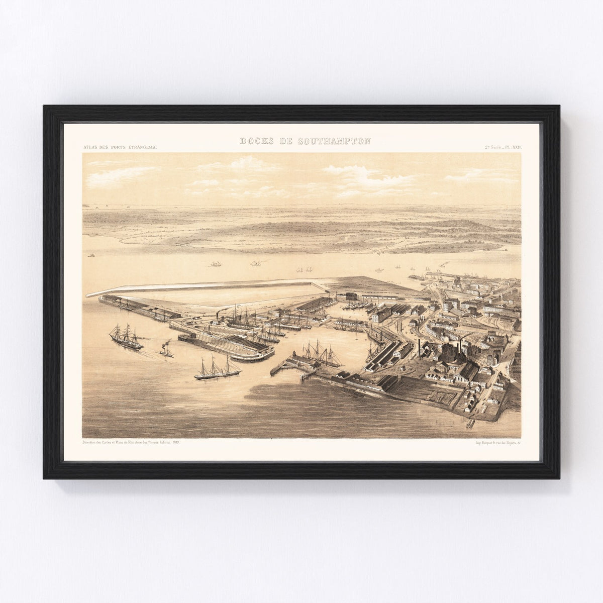 Southampton Docks Vintage Map 1883