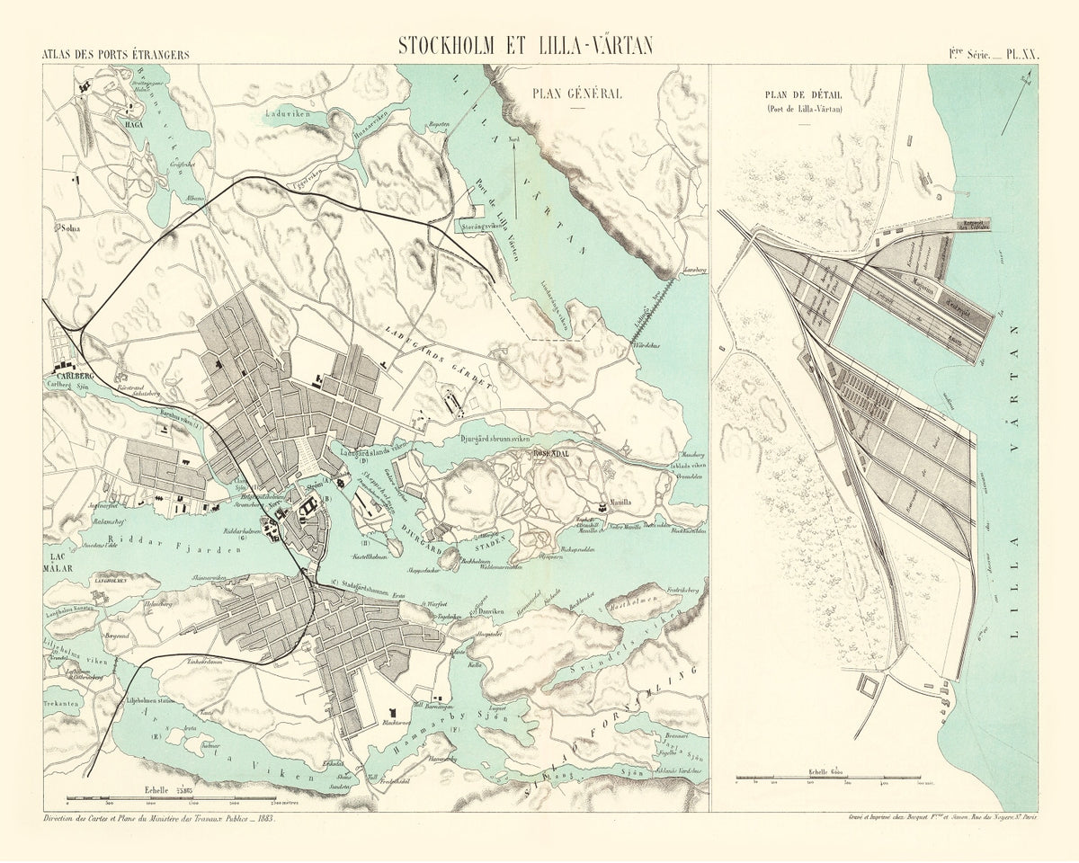 Preview of Vintage Map of Stockholm, Sweden 1883