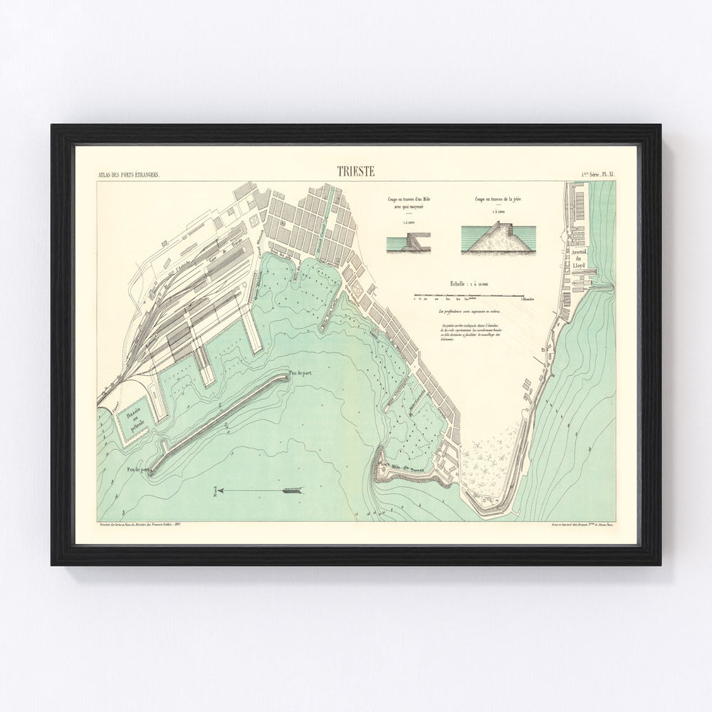Trieste Vintage Map 1883