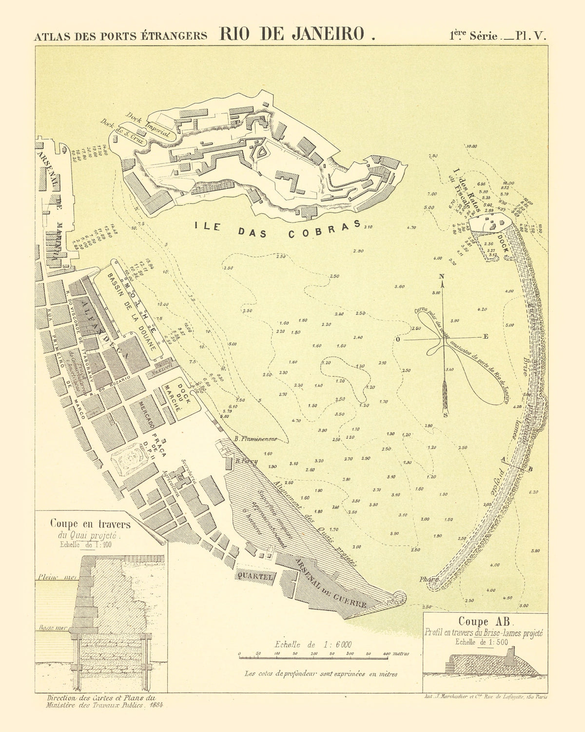 Preview of Vintage Map of Rio de Janeiro, Brazil 1884