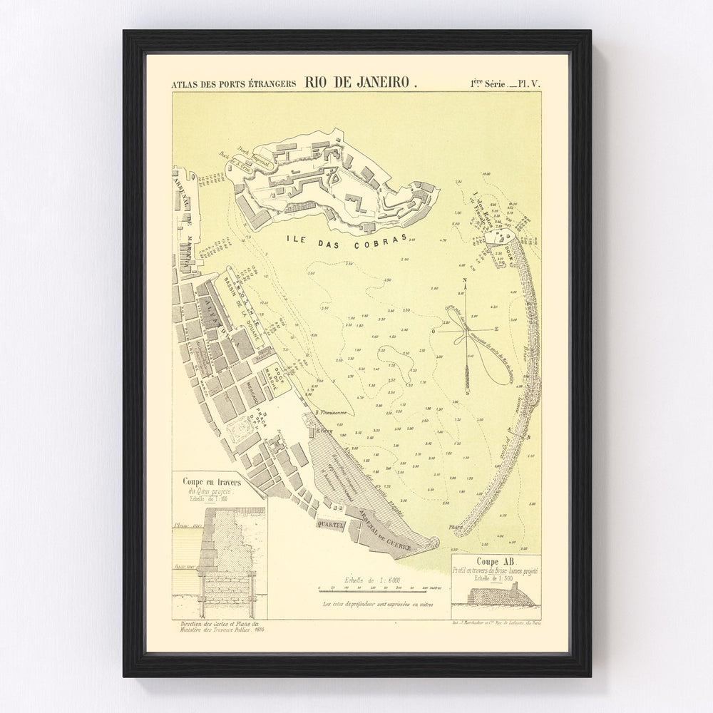 Rio de Janeiro Vintage Map 1884