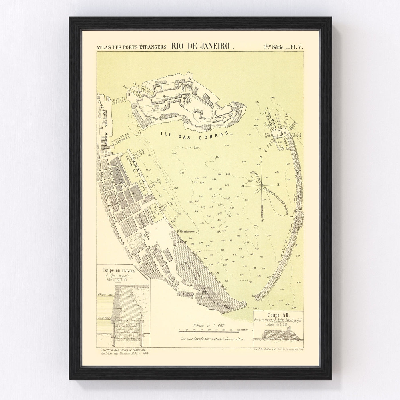 Rio de Janeiro Vintage Map 1884