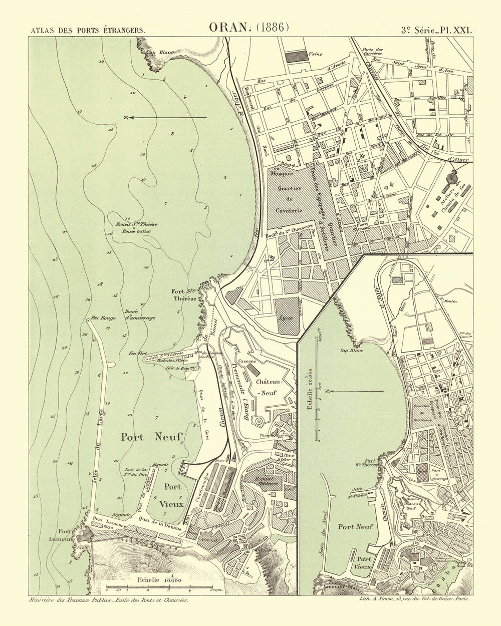 Vintage Map of Oran, Algeria 1886 print style example