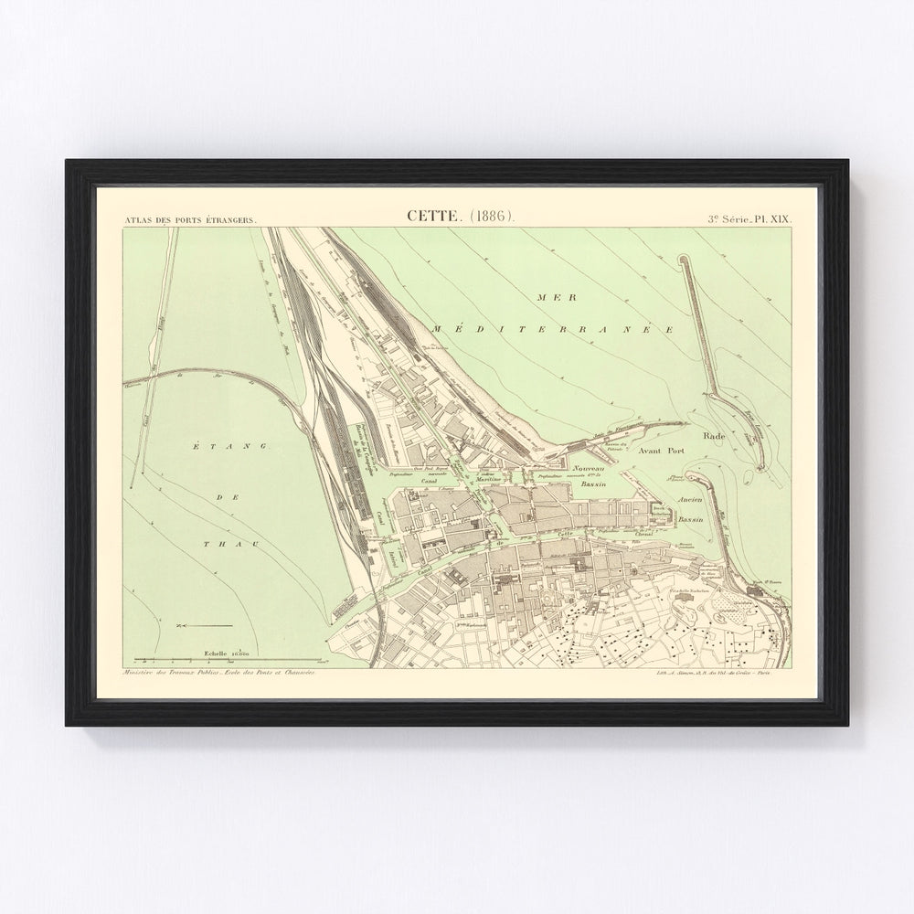 Sète Vintage Map 1886