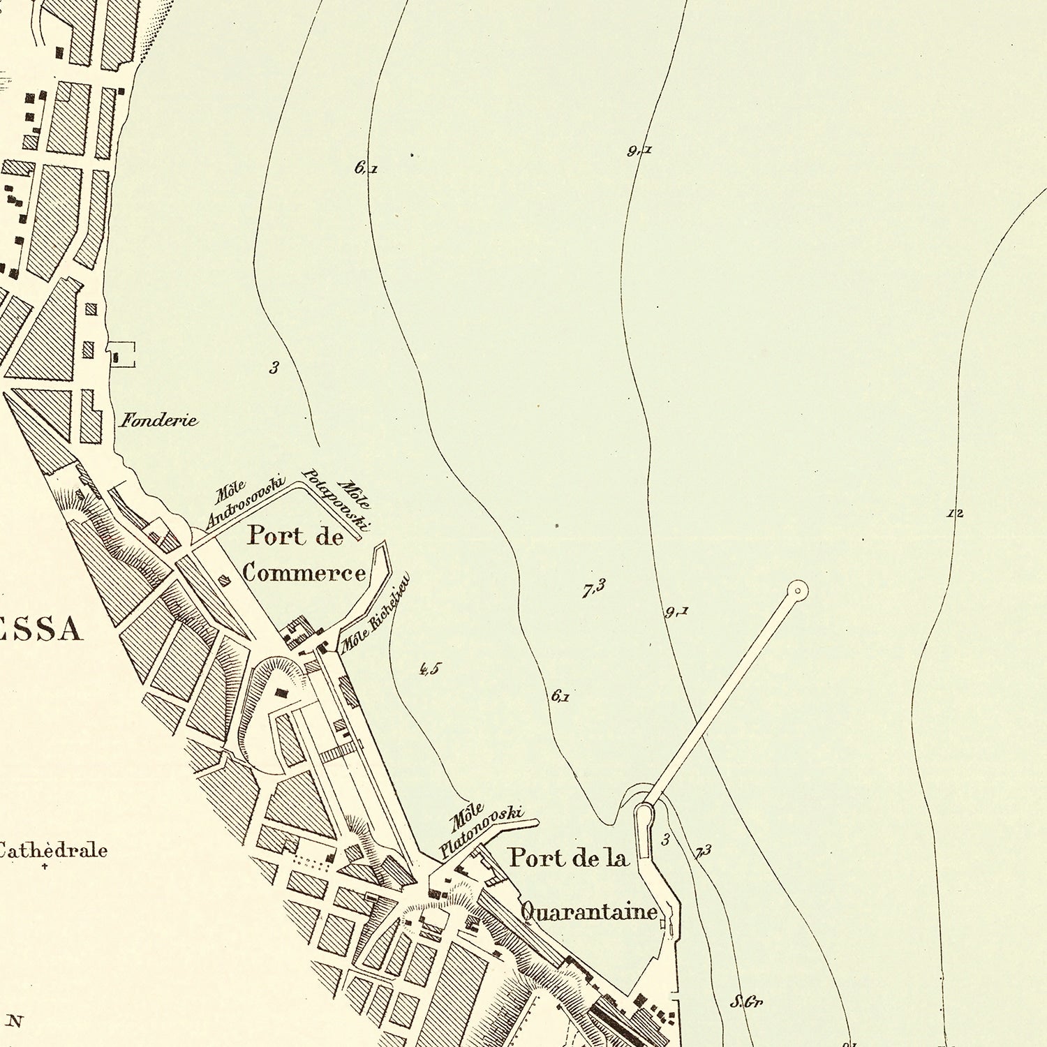 Restored historic details from the 1874 city map of Odesa