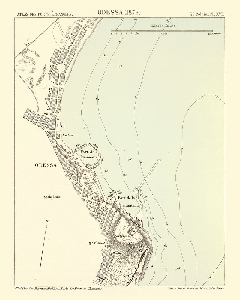 Size comparison using Vintage Map of Odesa, Ukraine 1874