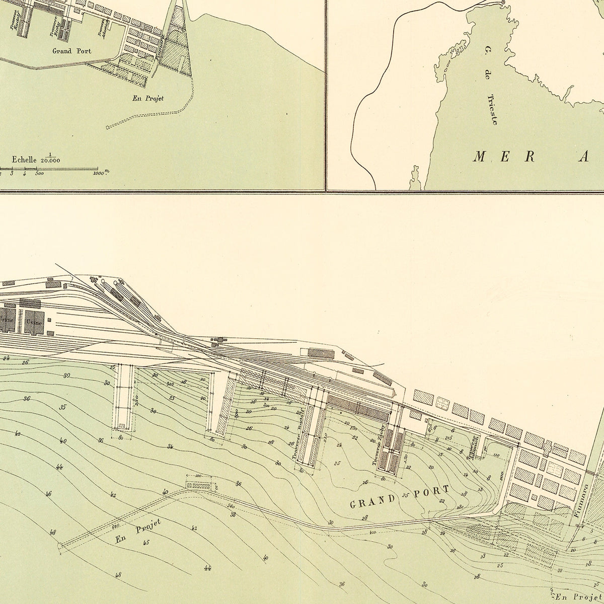 Restored historic details from the 1883 city map of Rijeka