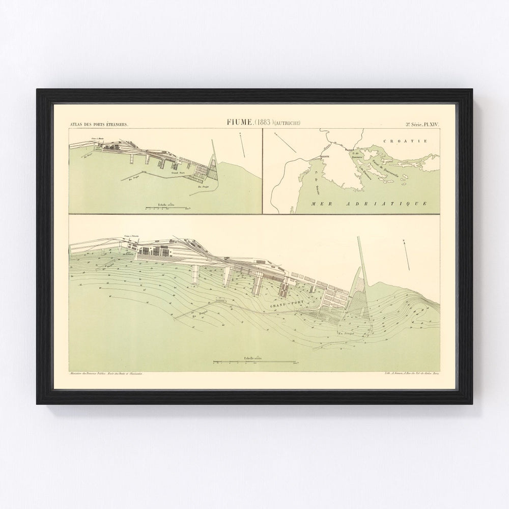 Rijeka Vintage Map 1883
