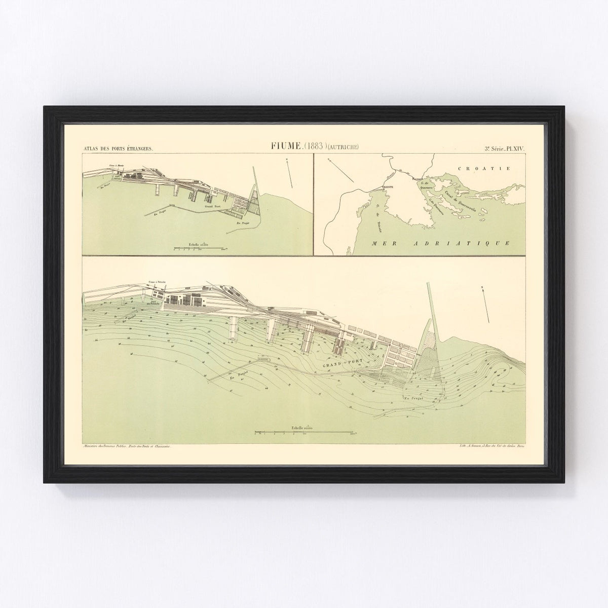 Rijeka Vintage Map 1883