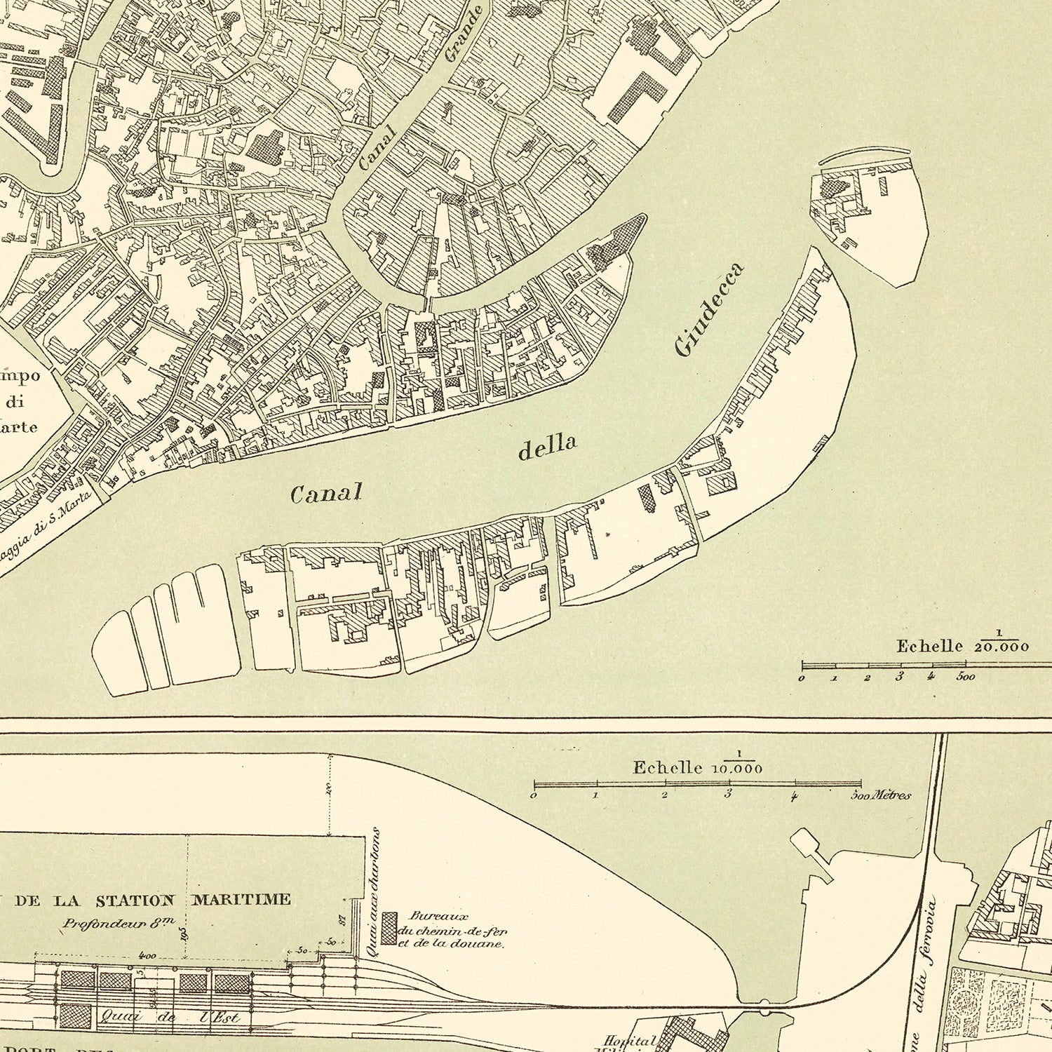Restored historic details from the 1887 city map of Venice
