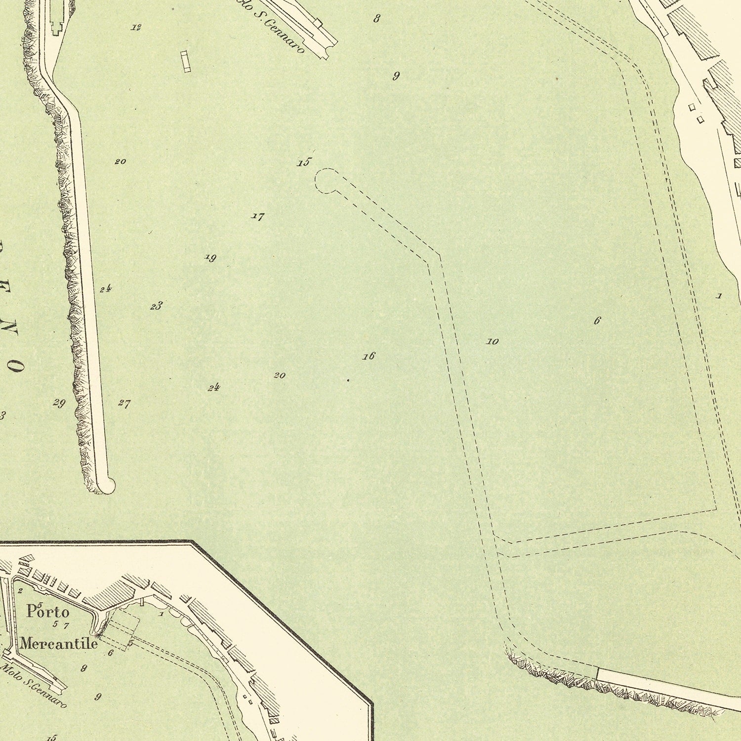 Restored historic details from the 1870 city map of Naples