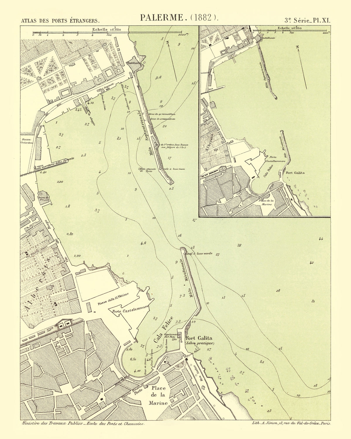 Preview of Vintage Map of Palermo, Italy 1882