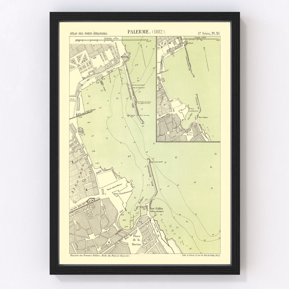Palermo Vintage Map 1882